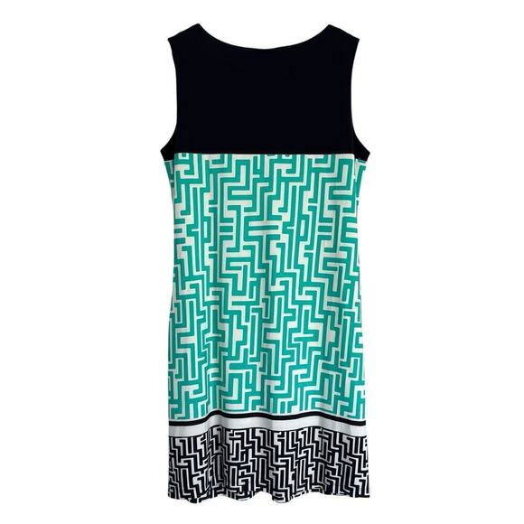 ENFOCUS Dress size 10 NAVY TEAL Tank Sleeveless Stretch Knee Length Geometric - Picture 3 of 5